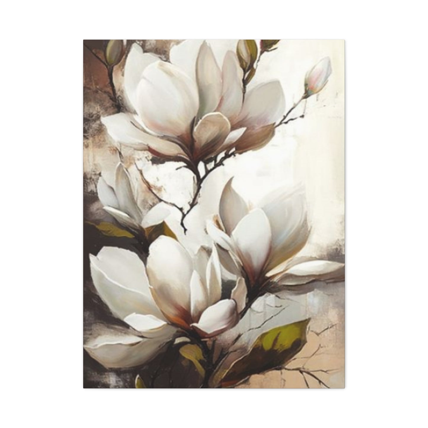 White Magnolia Flower Plant Painting Wall Art & Canvas Prints