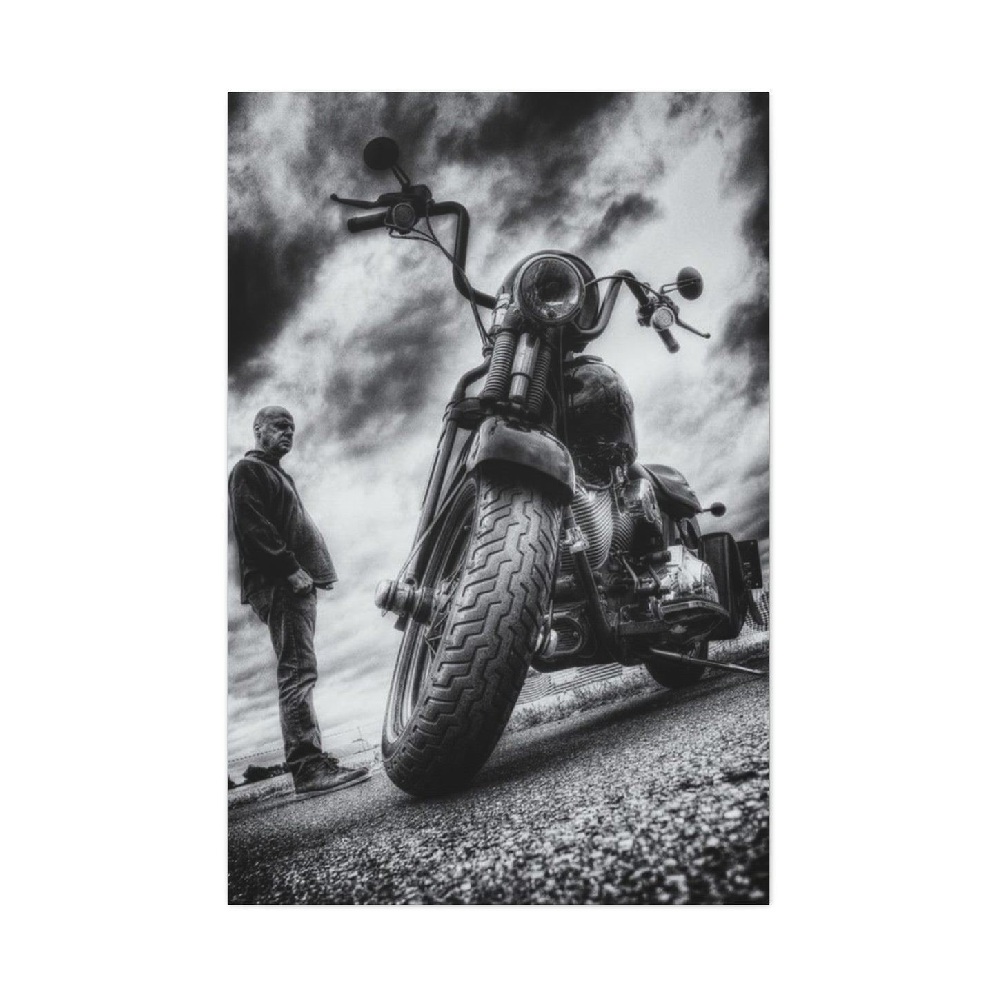 Black & White Classic Motorcycle Wall Art & Canvas Prints