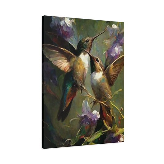 Colorful Humming Bird Couple Painting Wall Art & Canvas Prints