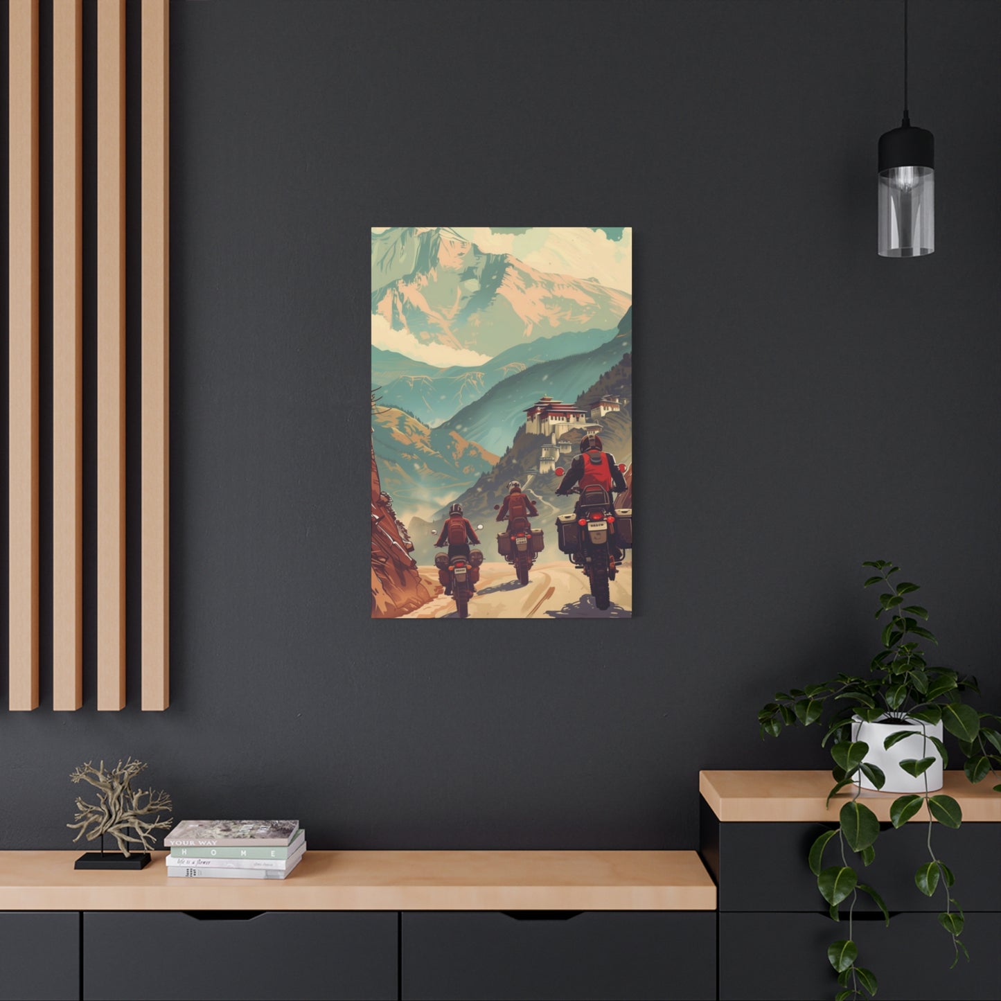 Bike Travelling In Mountains Motorcycle Wall Art & Canvas Prints