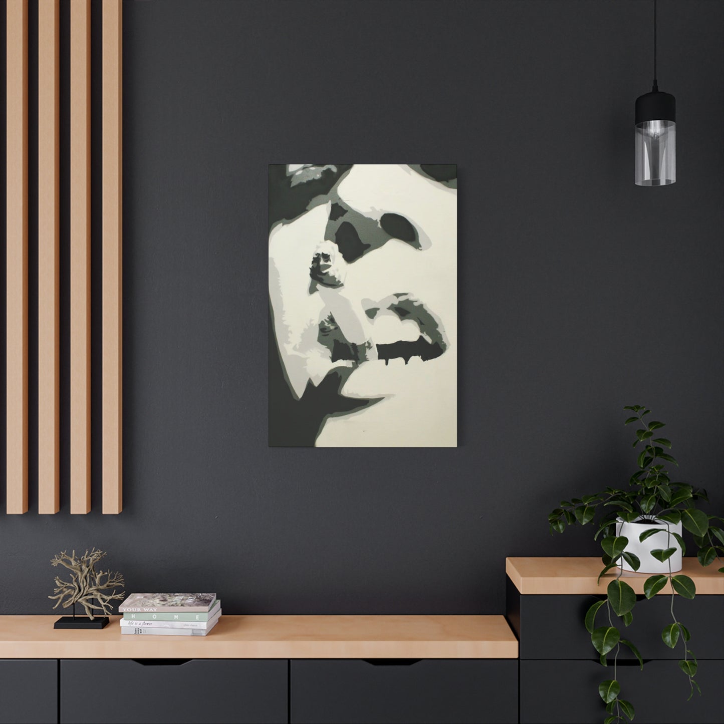 Greyscale Smoking Lips Abstract Painting Wall Art & Canvas Prints