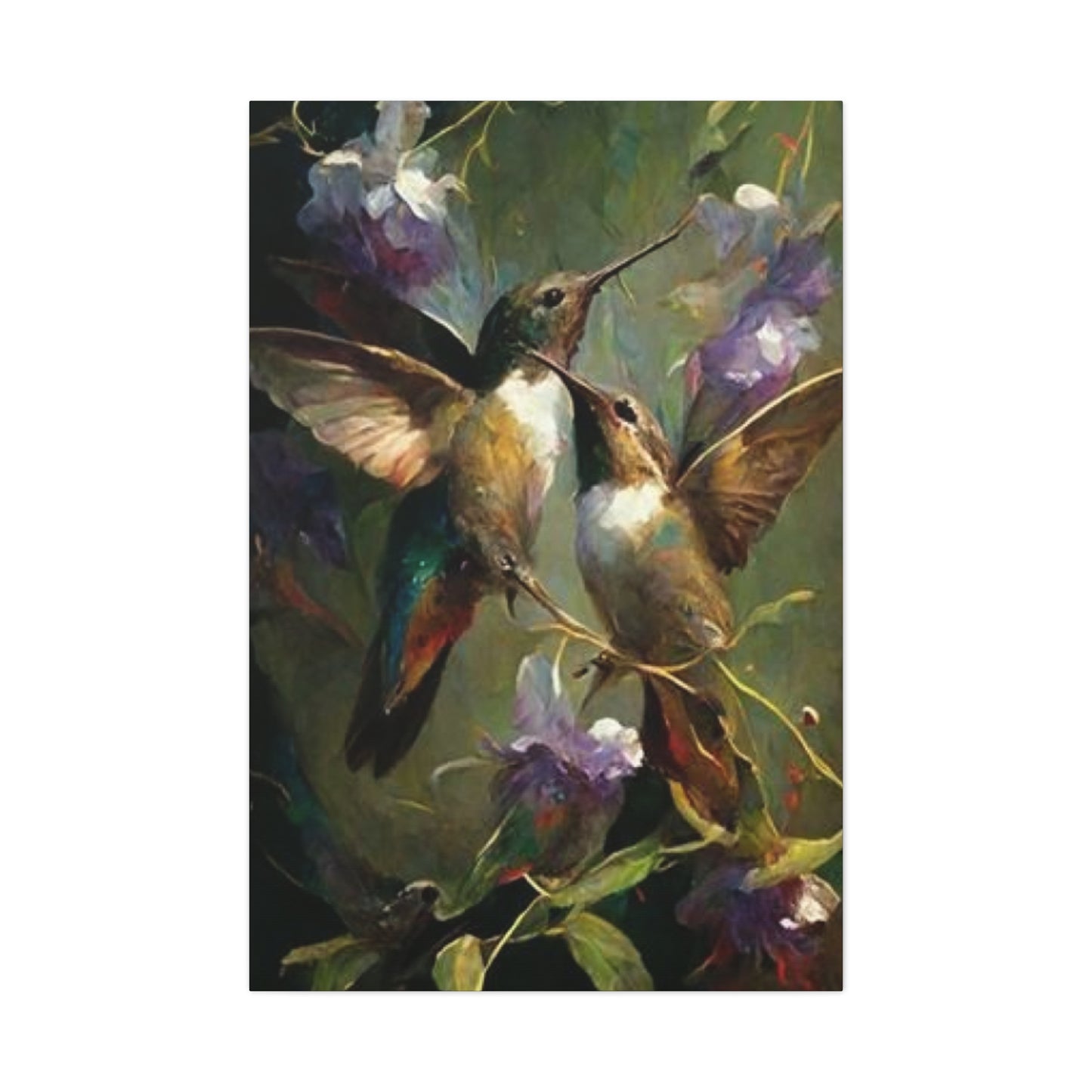 Colorful Humming Bird Couple Painting Wall Art & Canvas Prints