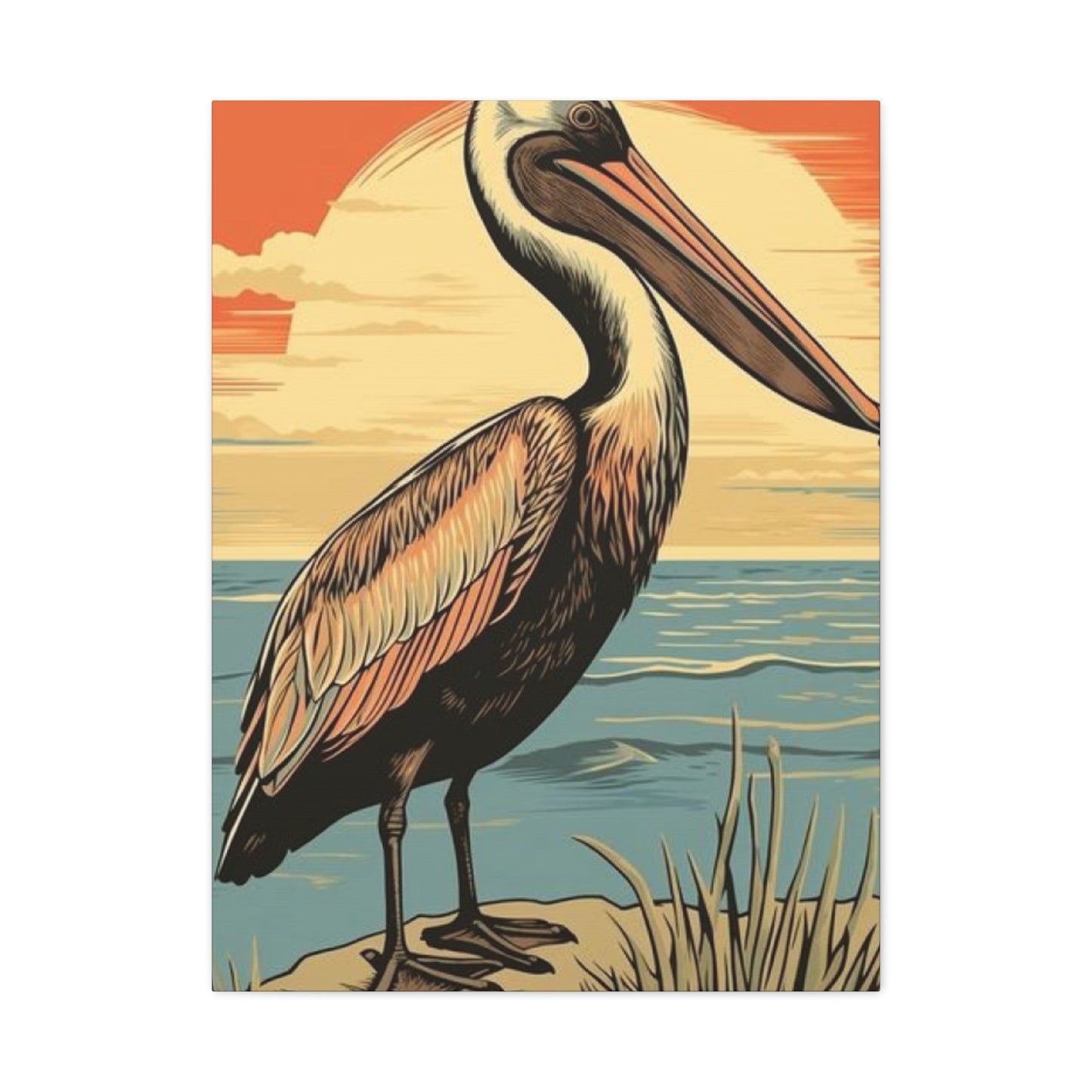 Colorful Painting Of A Pelican Wall Art & Canvas Prints