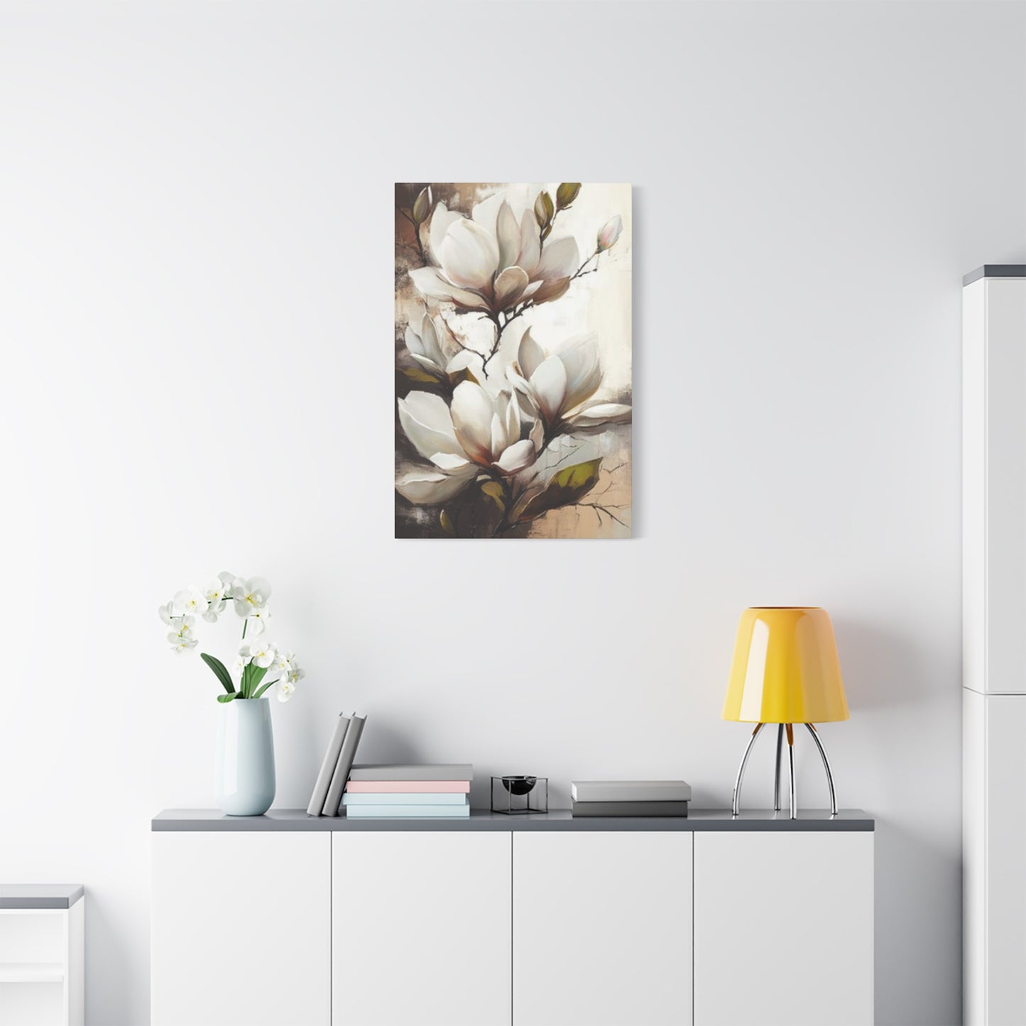 White Magnolia Flower Plant Painting Wall Art & Canvas Prints