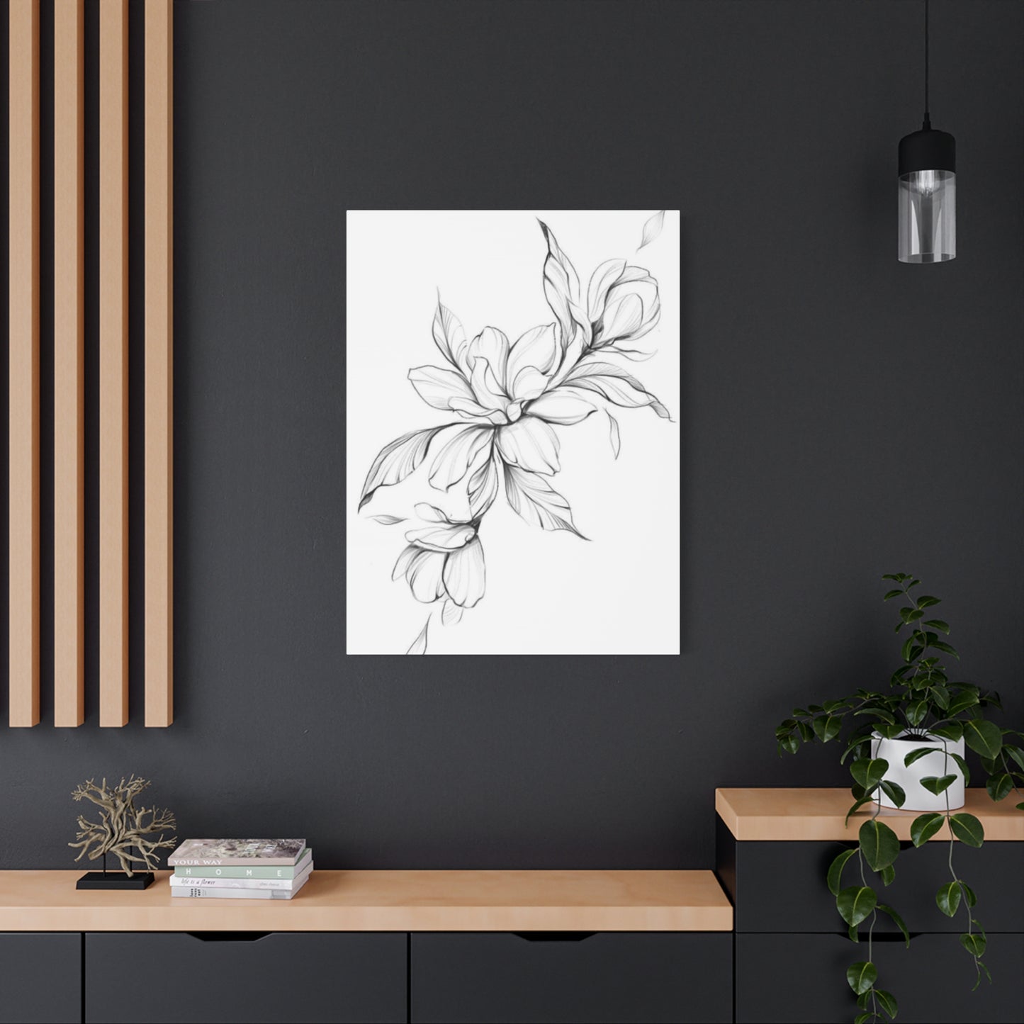 Greyscale Magnolia Flower Painting Wall Art & Canvas Prints