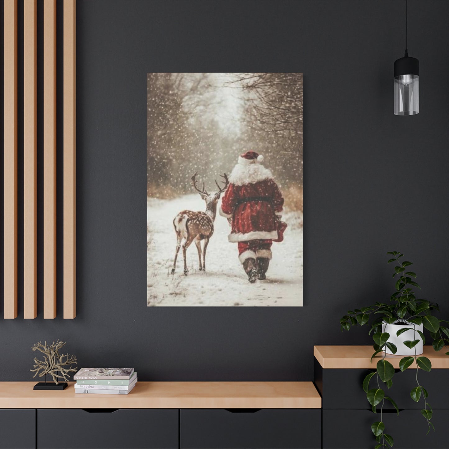 Santa Claus & Deer Wall Art & Canvas Prints