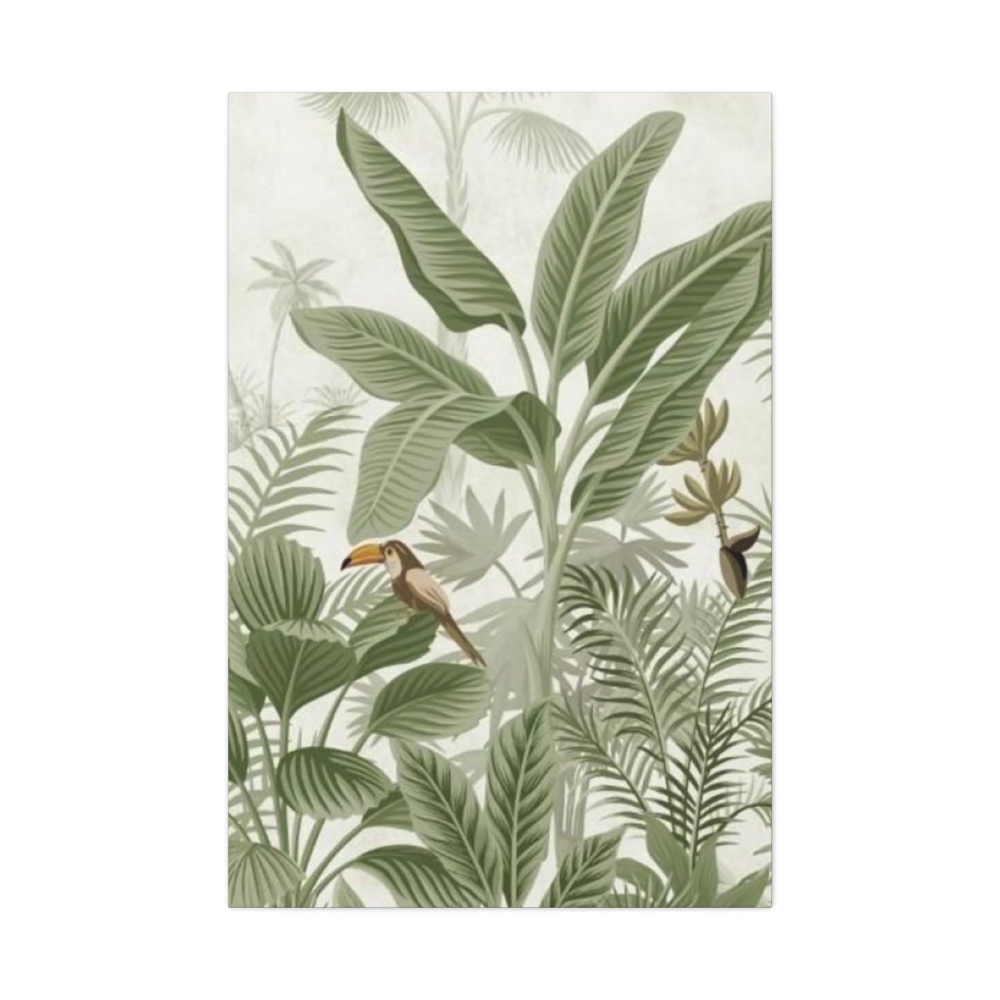 Beautiful Olive Green Plant & Bird Poster Wall Art & Canvas Prints