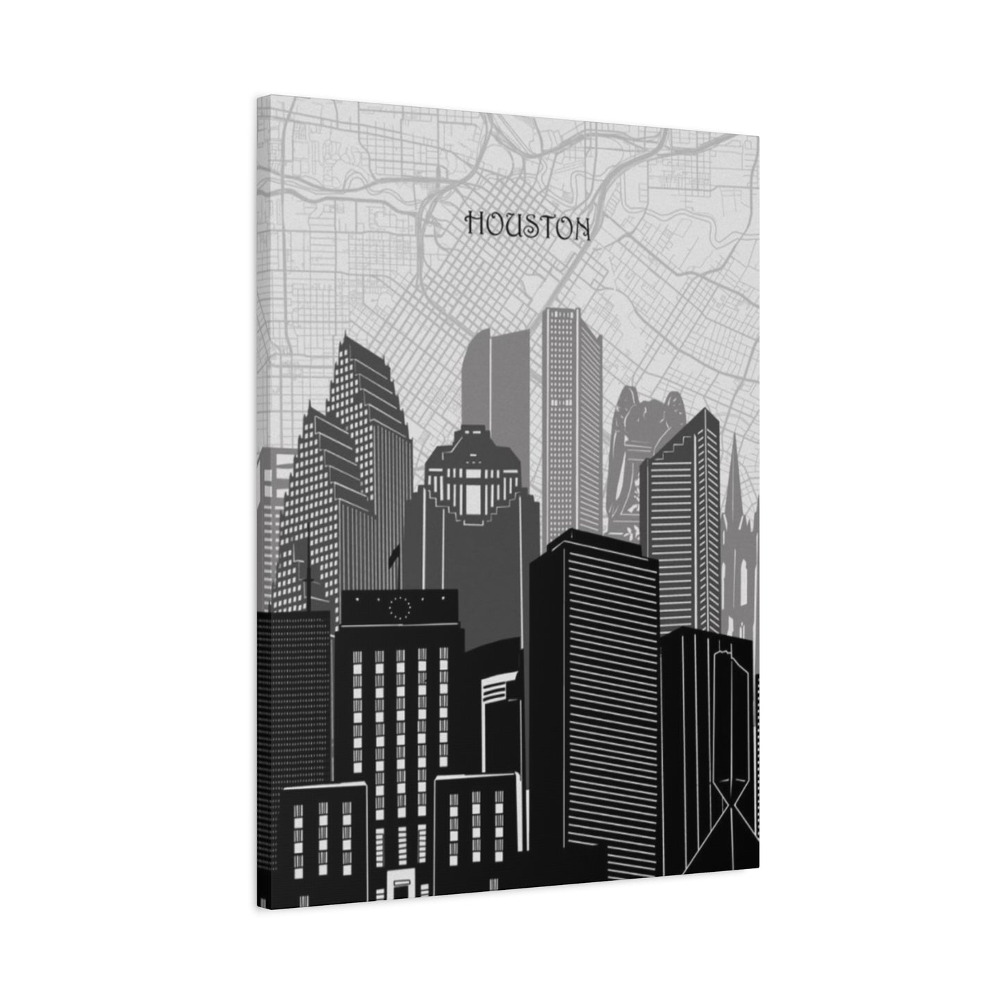 Black and White Houston Skylines Wall Art & Canvas Prints