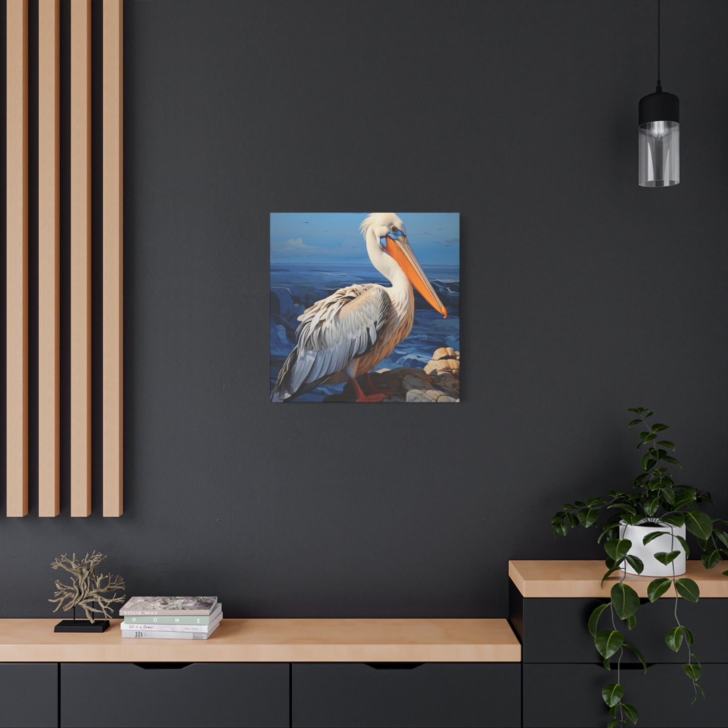 Small Pelican On Sea Shore Poster Wall Art & Canvas Prints