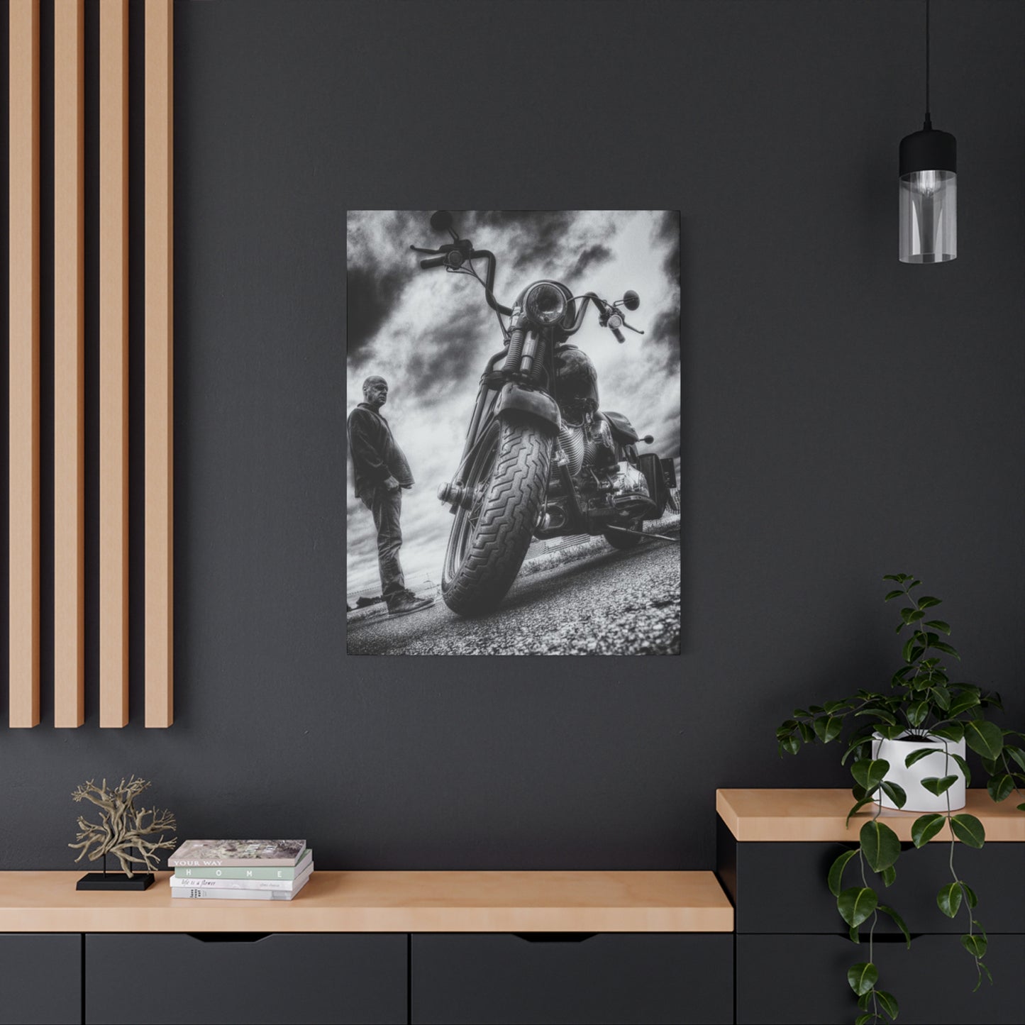 Black & White Classic Motorcycle Wall Art & Canvas Prints