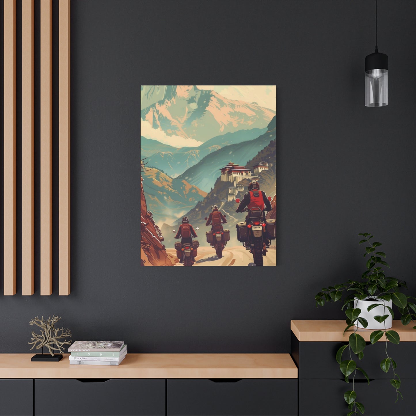 Bike Travelling In Mountains Motorcycle Wall Art & Canvas Prints