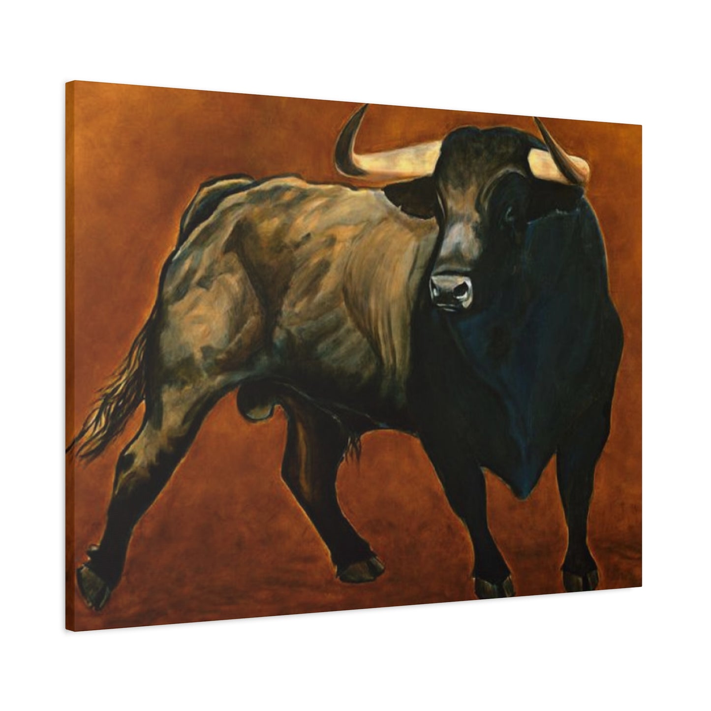 Old Hairy Black Bull Long Horns Wall Art & Canvas Prints