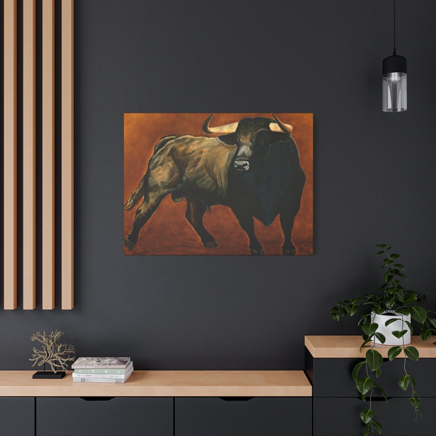 Old Hairy Black Bull Long Horns Wall Art & Canvas Prints