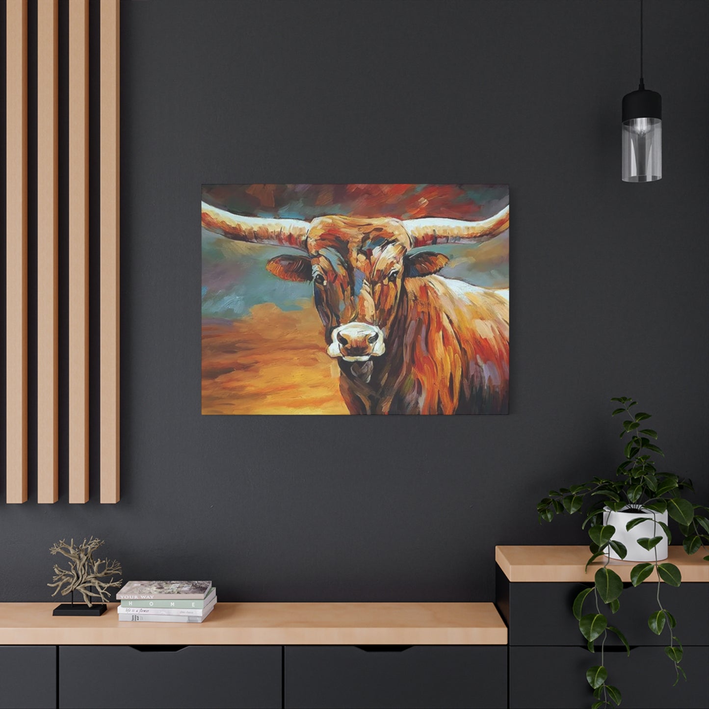 Hairy Bull Long Horns Drawing Wall Art & Canvas Prints