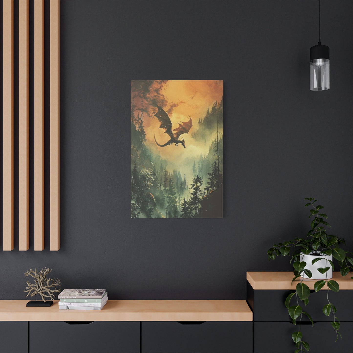 Dragon Flying over Forest Wall Art & Canvas Prints