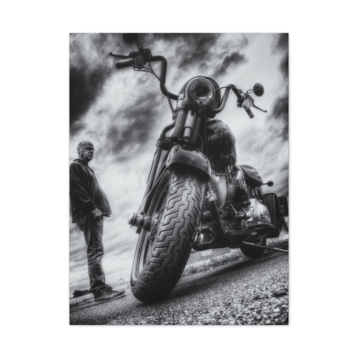 Black & White Classic Motorcycle Wall Art & Canvas Prints