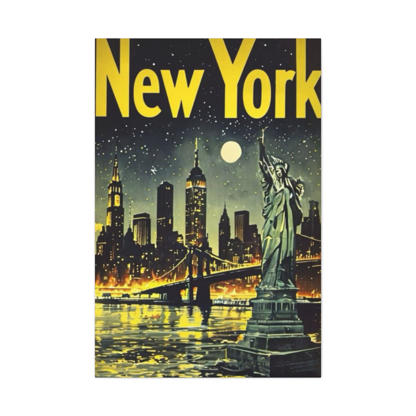 Night Cityscape Skyline Painting NYC Skylines Wall Art & Canvas Prints