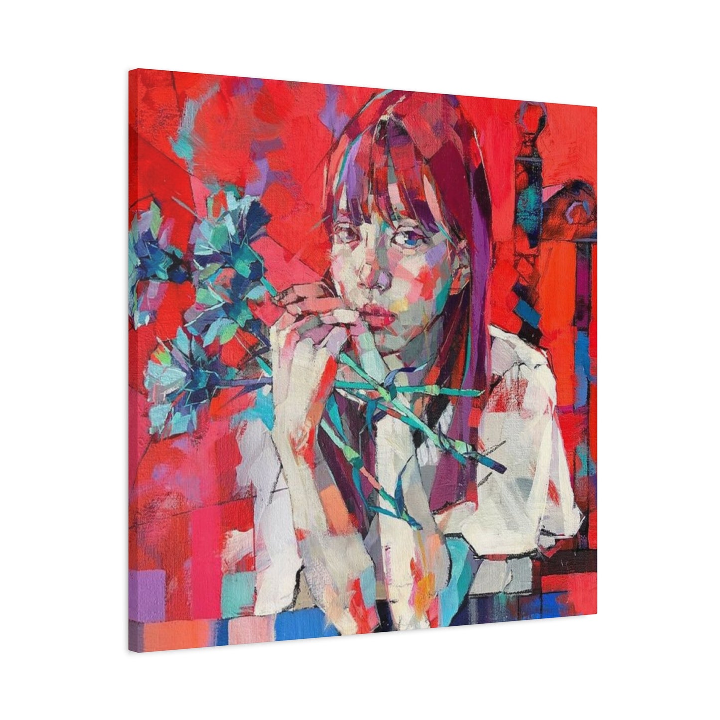 Girl Red Abstract Mixed Media Wall Art & Canvas Prints