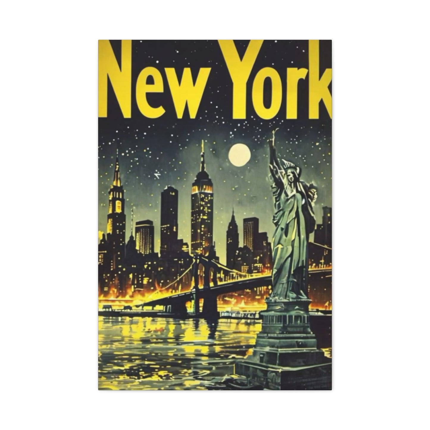 Night Cityscape Skyline Painting NYC Skylines Wall Art & Canvas Prints