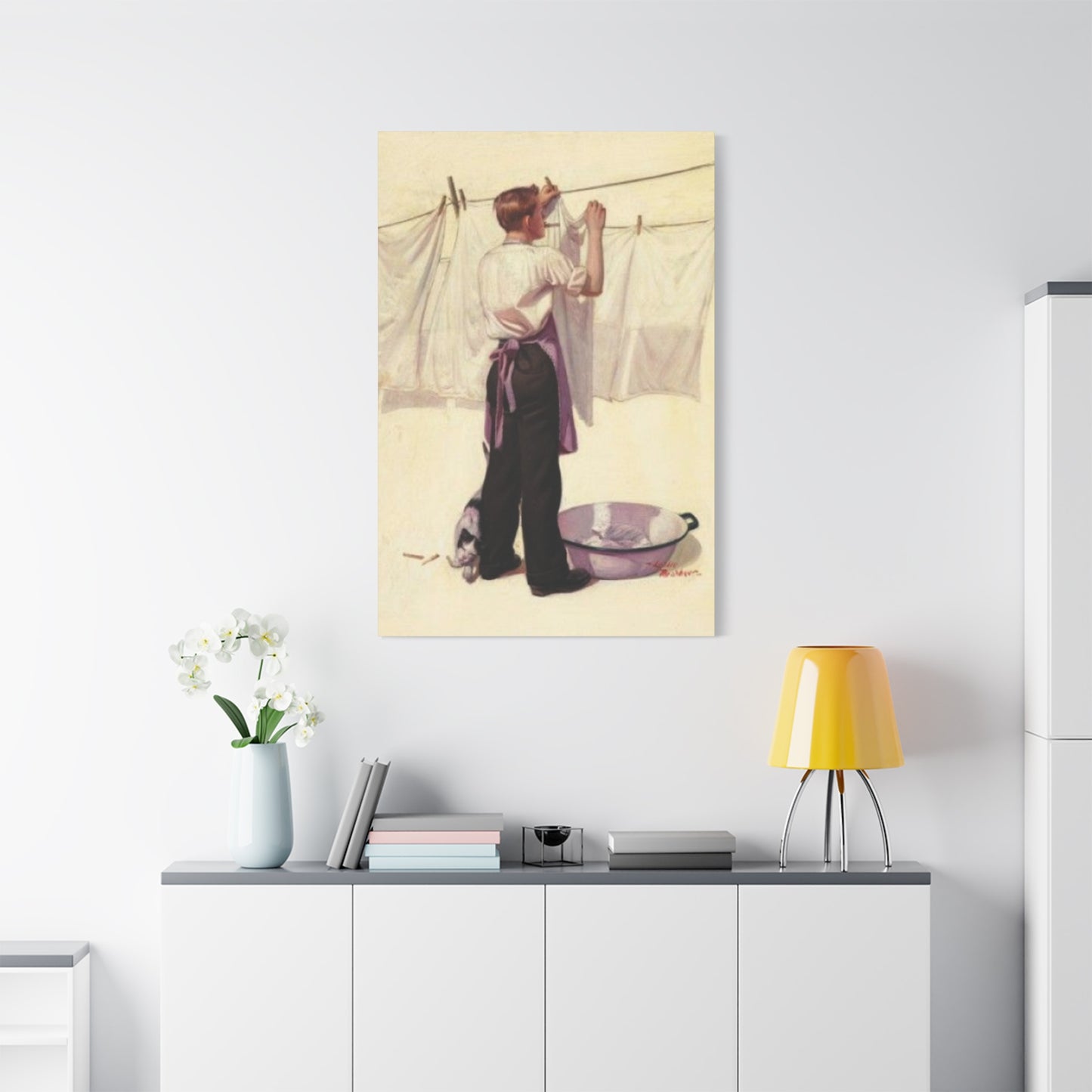 Men Clothes Drying On Rope Laundry Wall Art & Canvas Prints