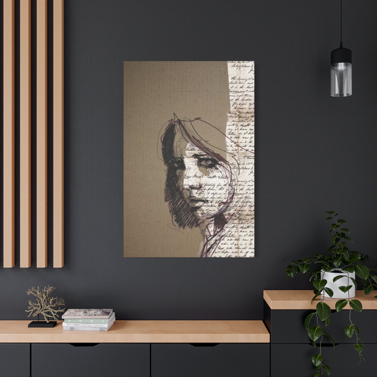 Short Hair Girl Abstract Painting Mixed Media Wall Art & Canvas Prints