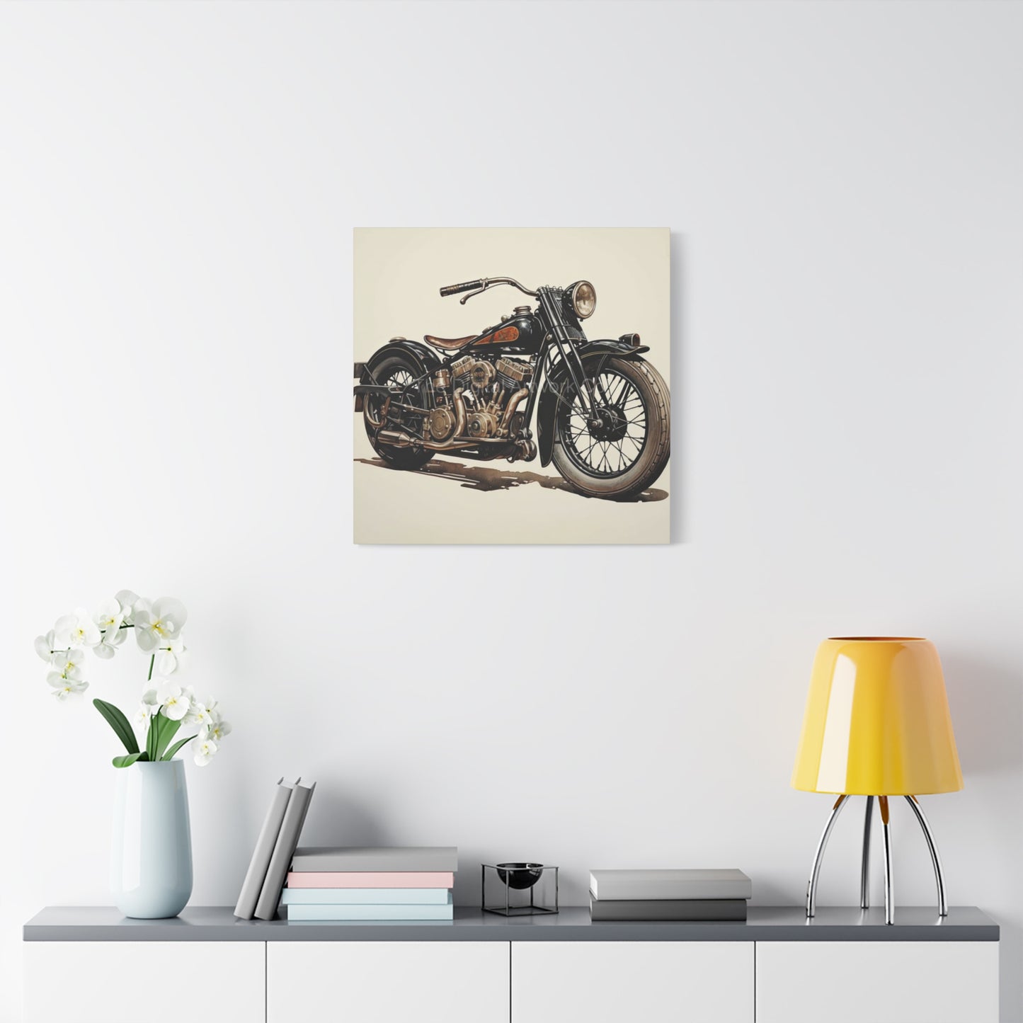 Twin Cylinder Classic Motorcycle Wall Art & Canvas Prints