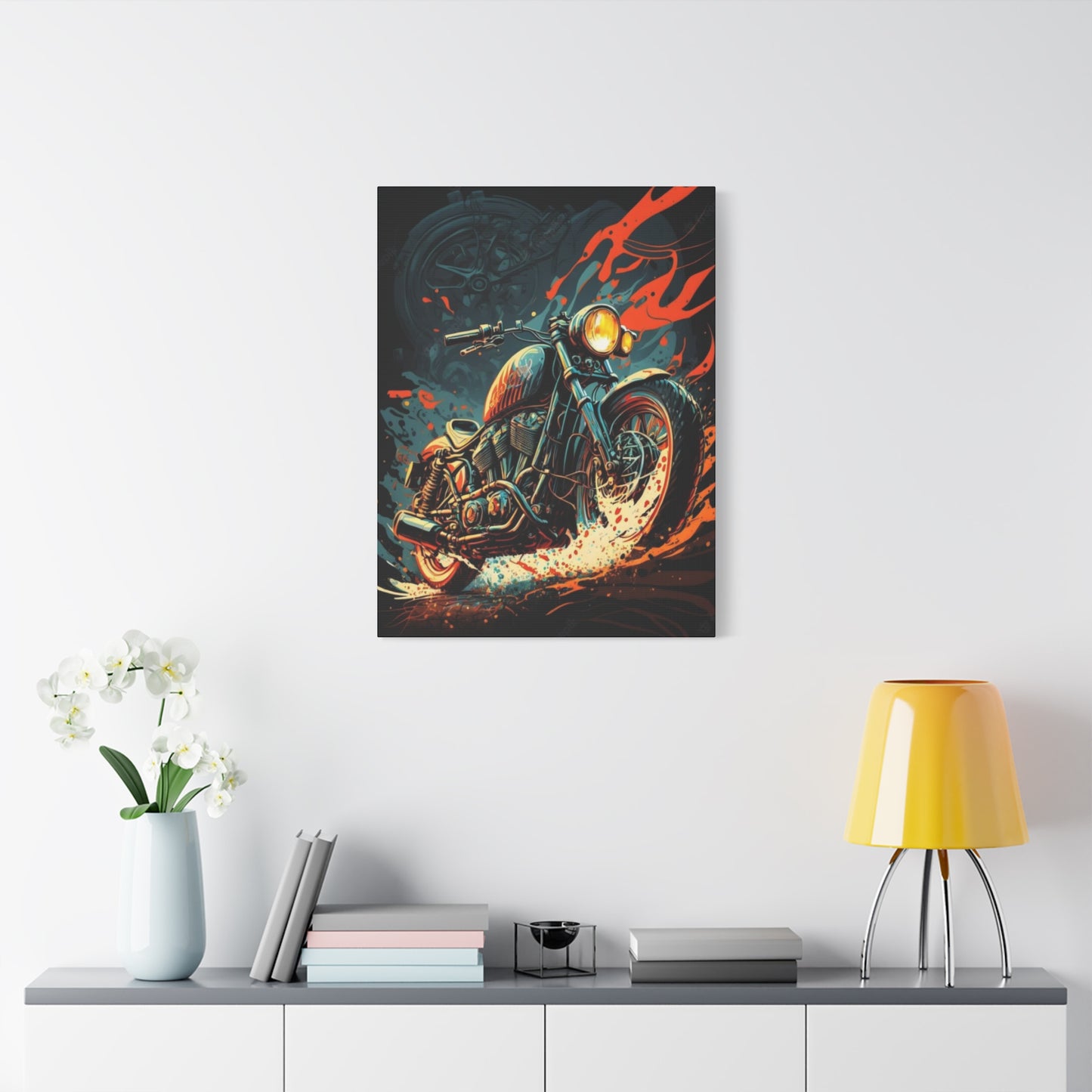 Black Ghost Rider Motorcycle Wall Art & Canvas Prints