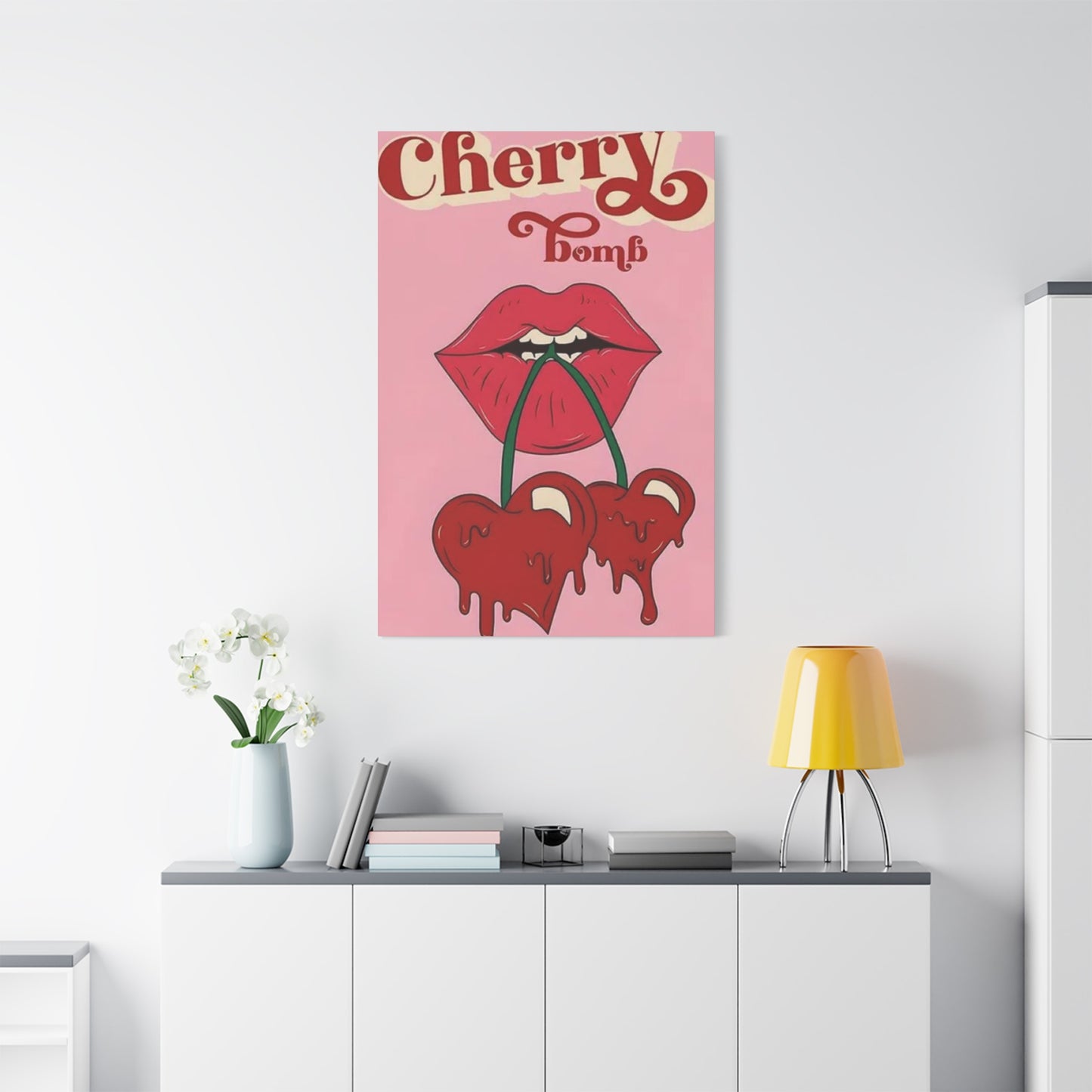 Cherry Bomb Lips Painting Wall Art & Canvas Prints