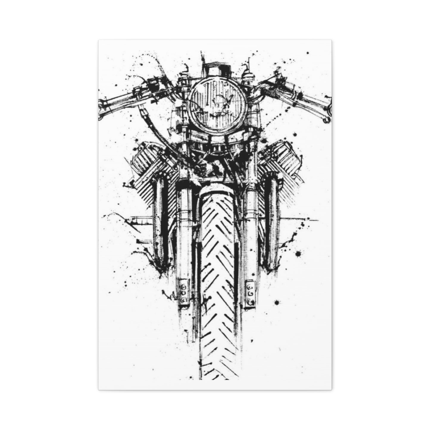 Cafe Racer Drawing Motorcycle Wall Art & Canvas Prints