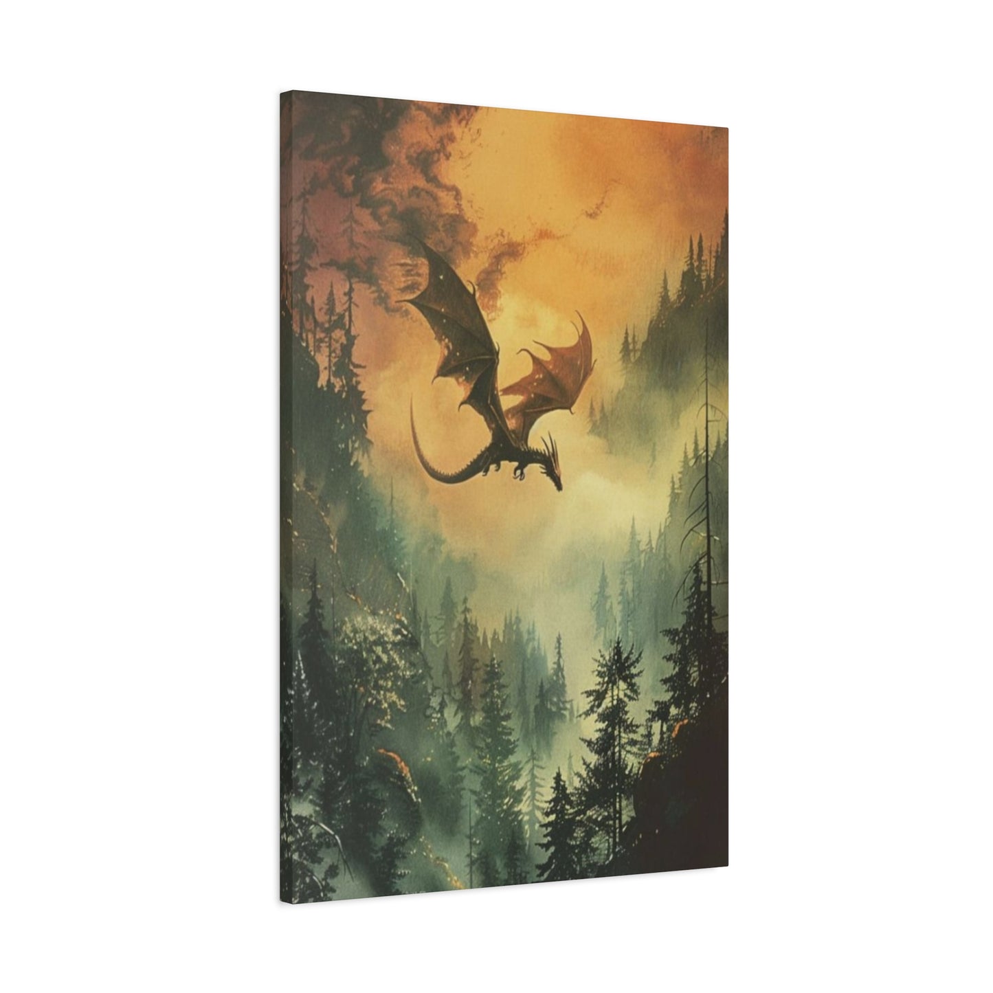 Dragon Flying over Forest Wall Art & Canvas Prints