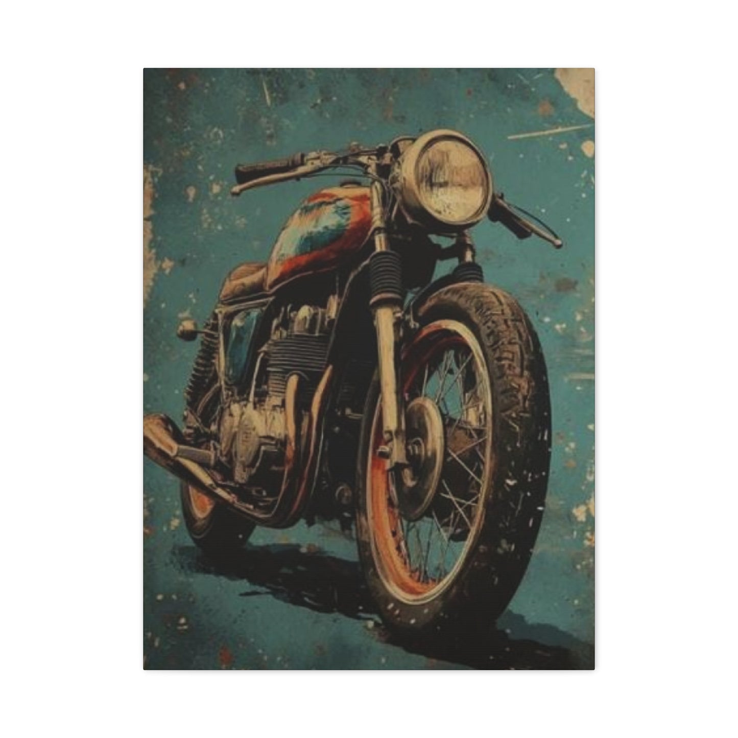 Blue Red Classic Poster Motorcycle Wall Art & Canvas Prints