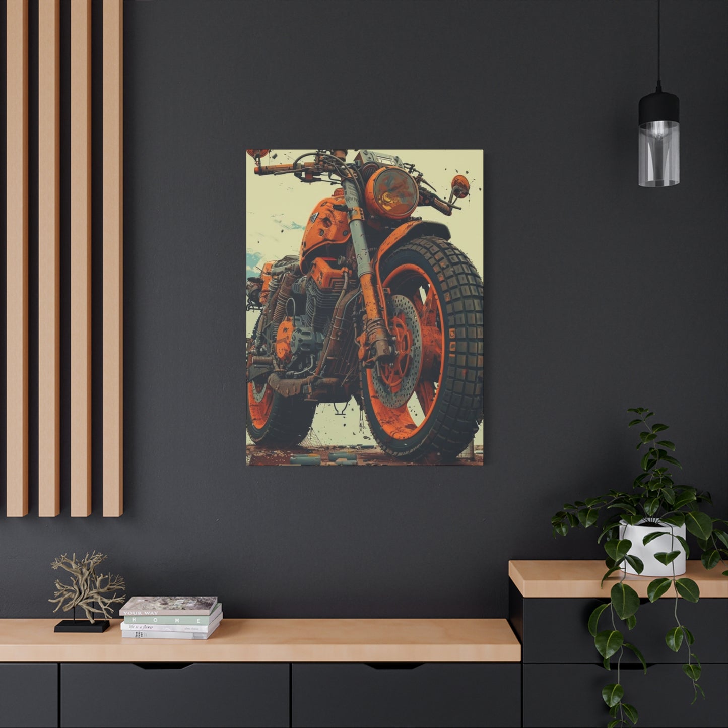 Orange Bike Poster Motorcycle Wall Art & Canvas Prints