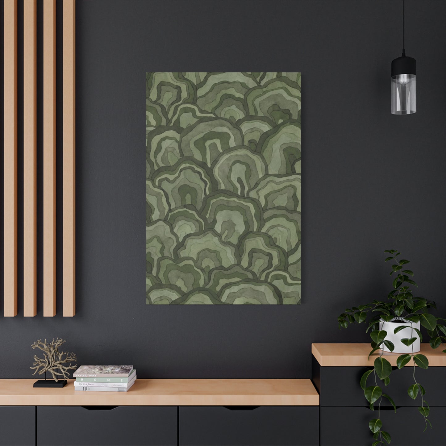 Olive Green Flower Pattern Wall Art & Canvas Prints