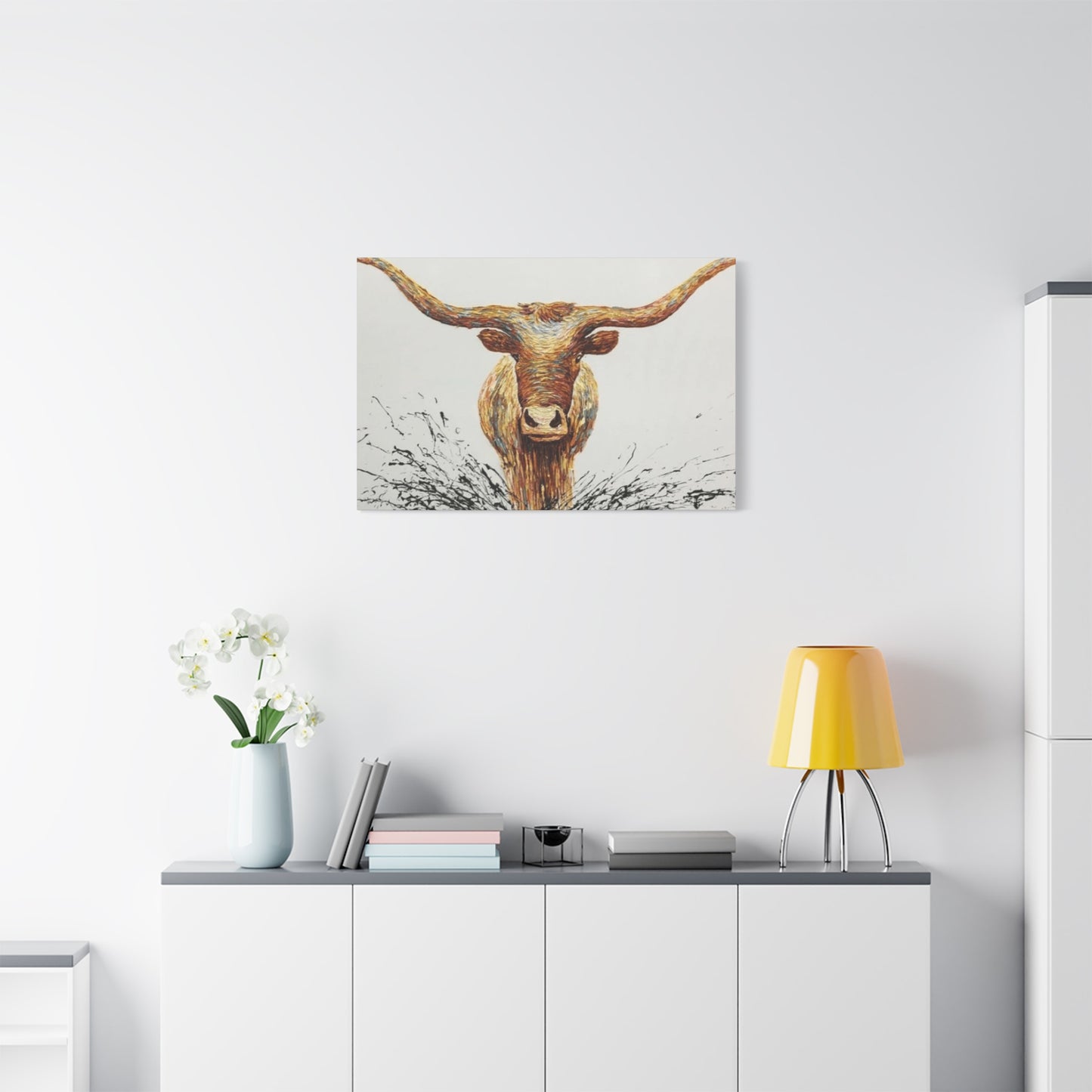 Bull Long Horns Drawing Wall Art & Canvas Prints