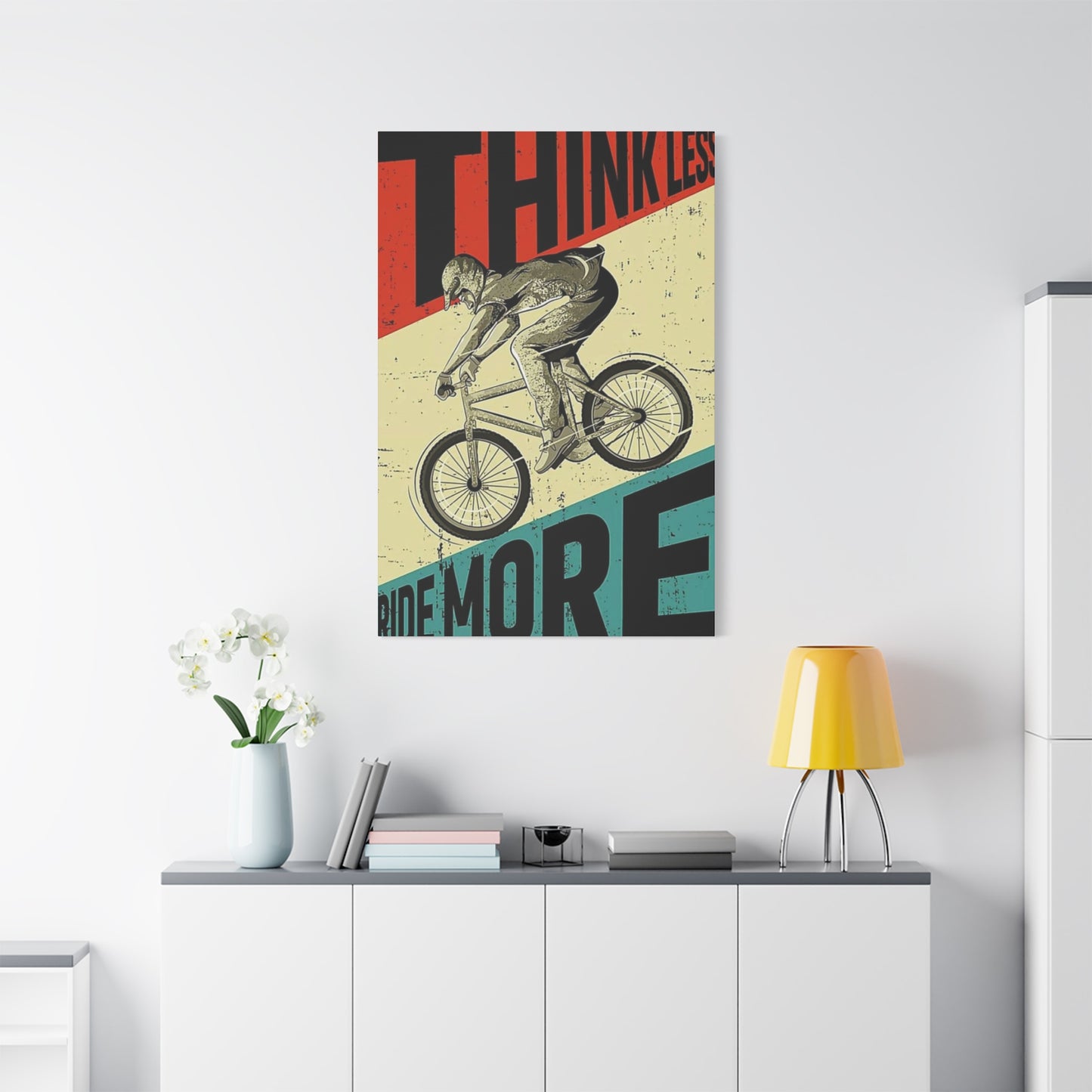 Think Less Ride More Poster Motorcycle Wall Art & Canvas Prints