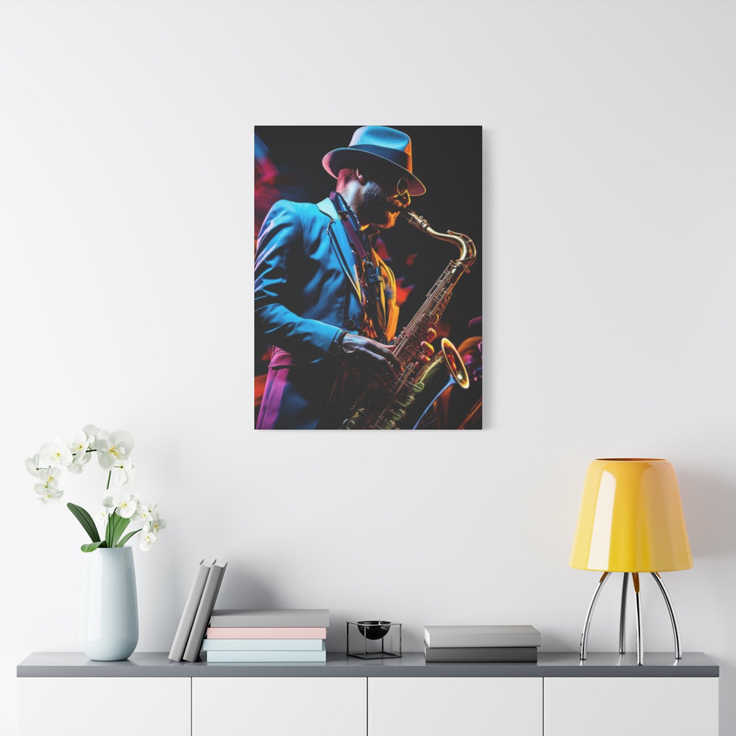 Artist With Saxophone Jazz Wall Art & Canvas Prints