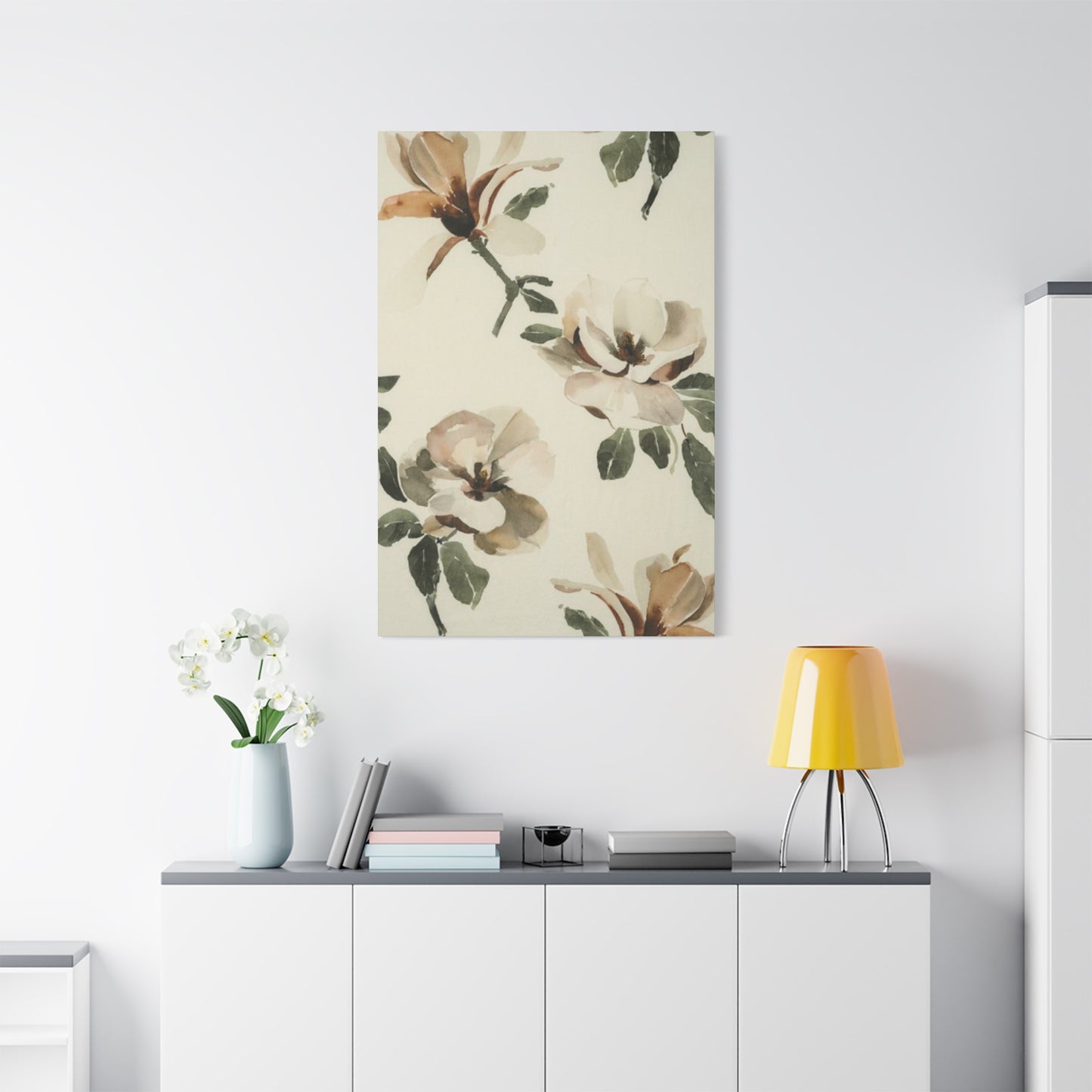 White Magnolia Flower Plant Drawing Wall Art & Canvas Prints