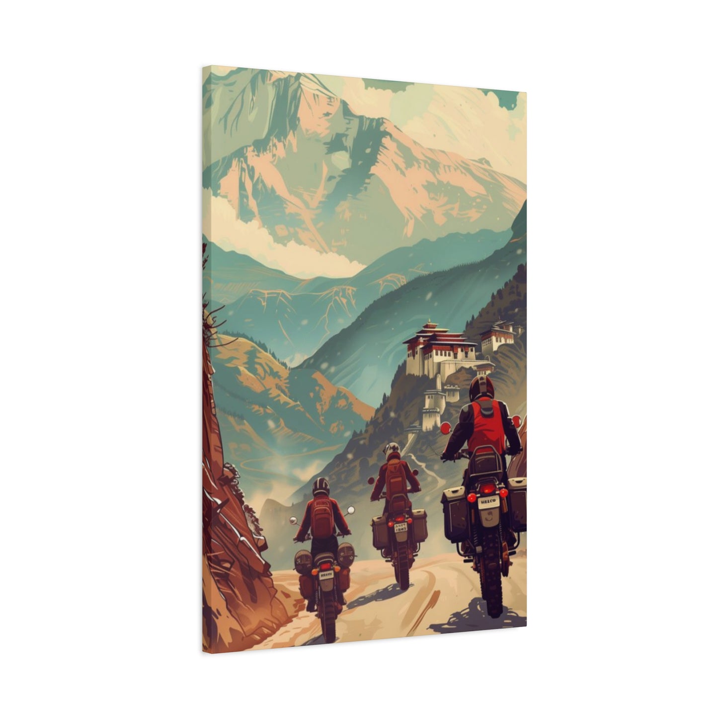 Bike Travelling In Mountains Motorcycle Wall Art & Canvas Prints