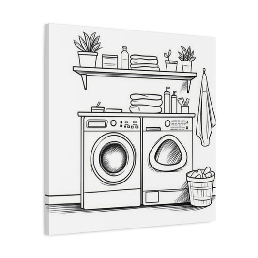 Washer Dryer Drawing Laundry Wall Art & Canvas Prints