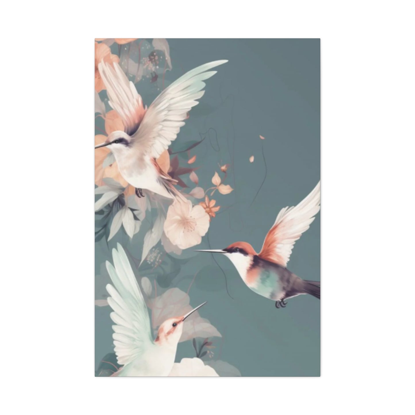 White Humming Birds Painting Wall Art & Canvas Prints