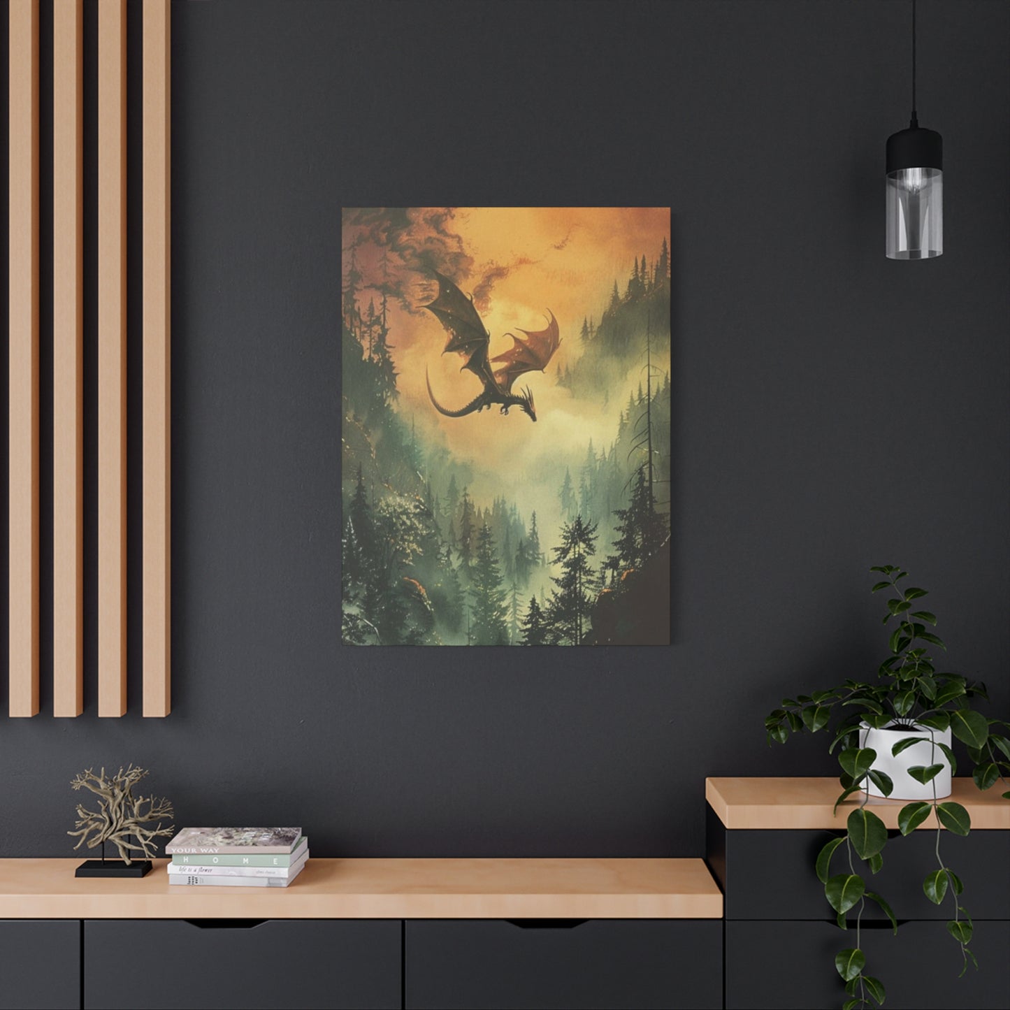 Dragon Flying over Forest Wall Art & Canvas Prints