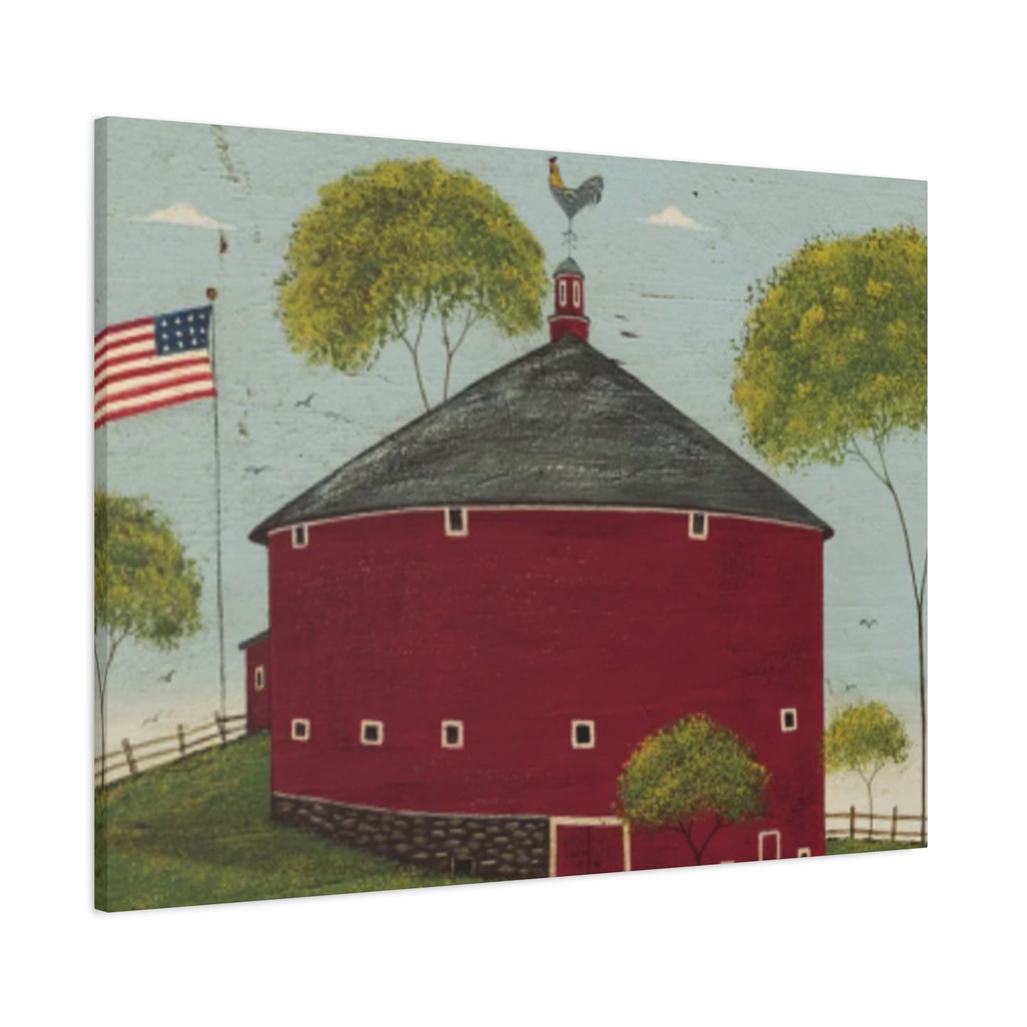 Red House And Flag Kimble Warren Wall Art & Canvas Prints