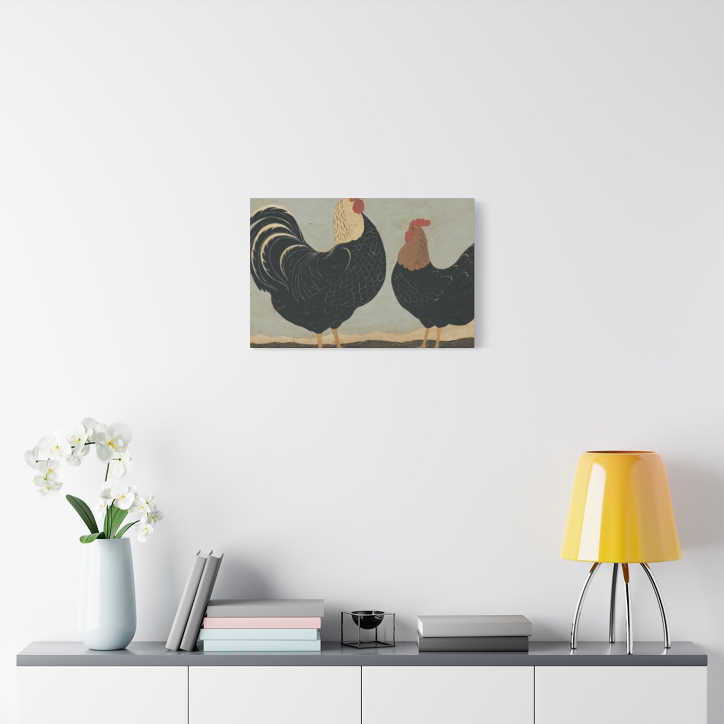 Chicken Couple Kimble Warren Wall Art & Canvas Prints