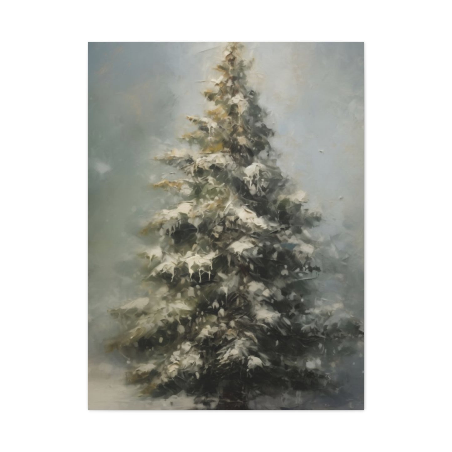 Snowy Christmas Tree Wall Art & Canvas Prints