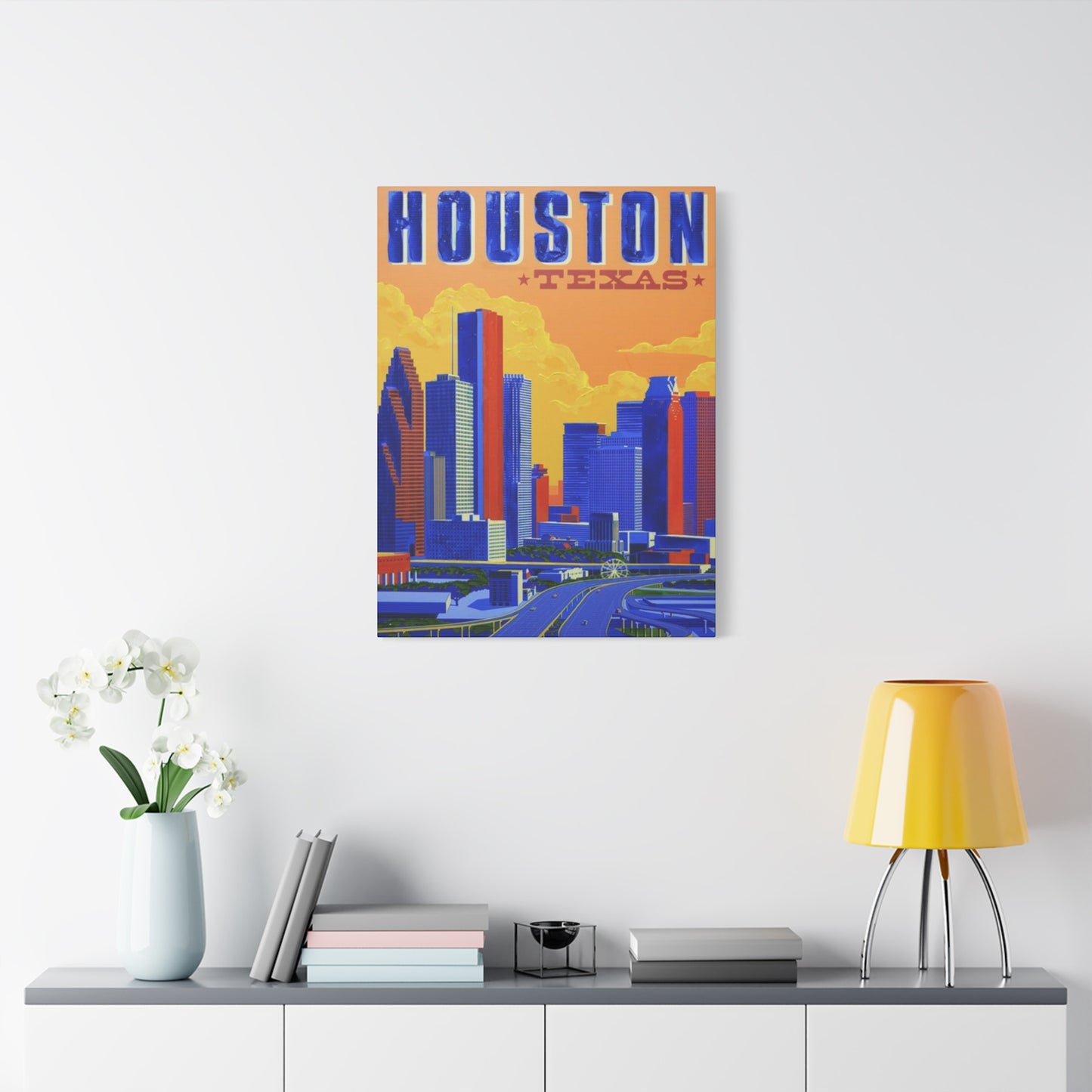 Colorful Houston Skyline Painting Wall Art & Canvas Prints