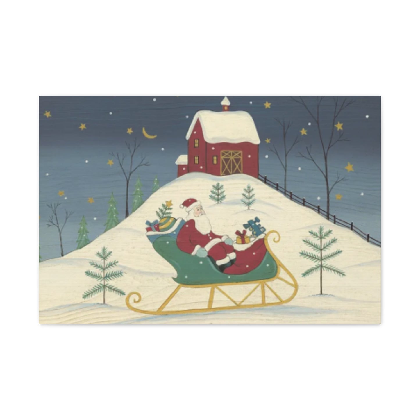 Santa Claus In Sledge Kimble Warren Wall Art & Canvas Prints