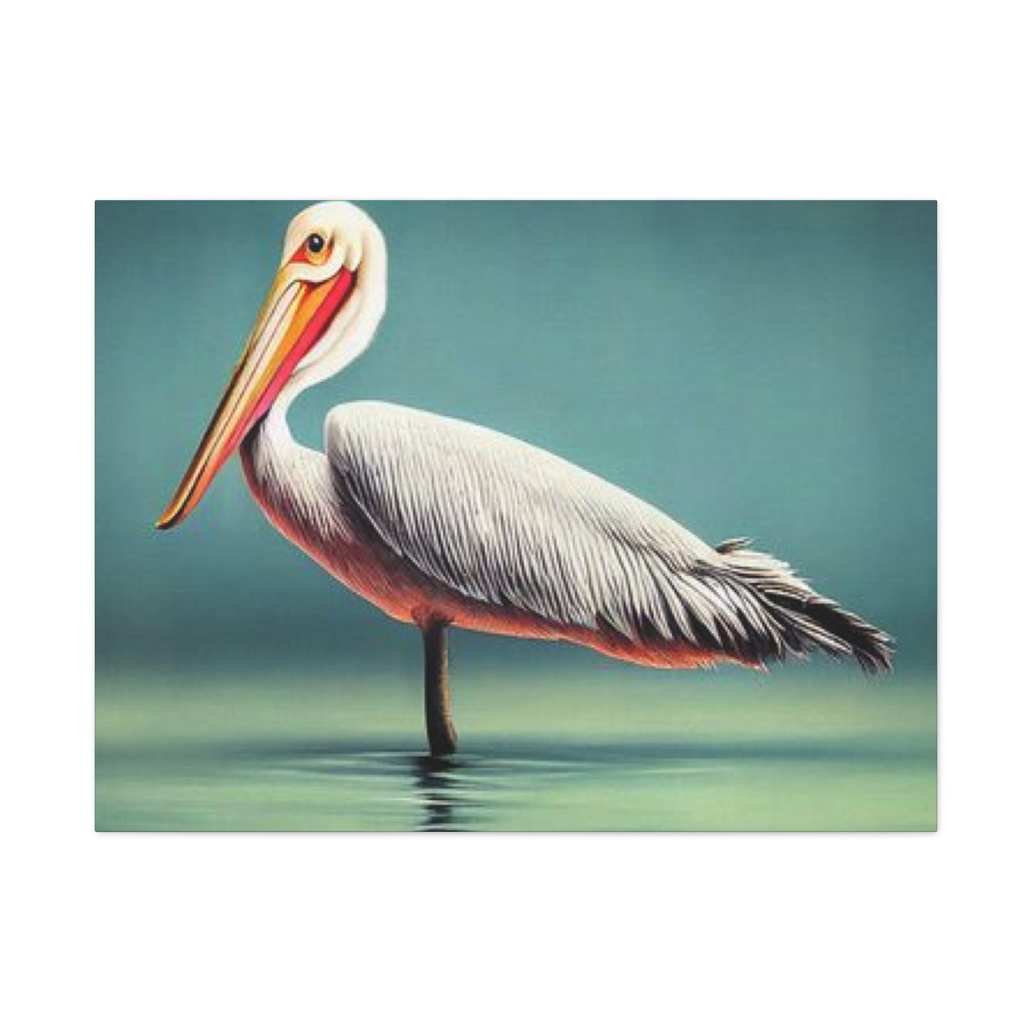 Long Beak Pelican In Pond Wall Art & Canvas Prints