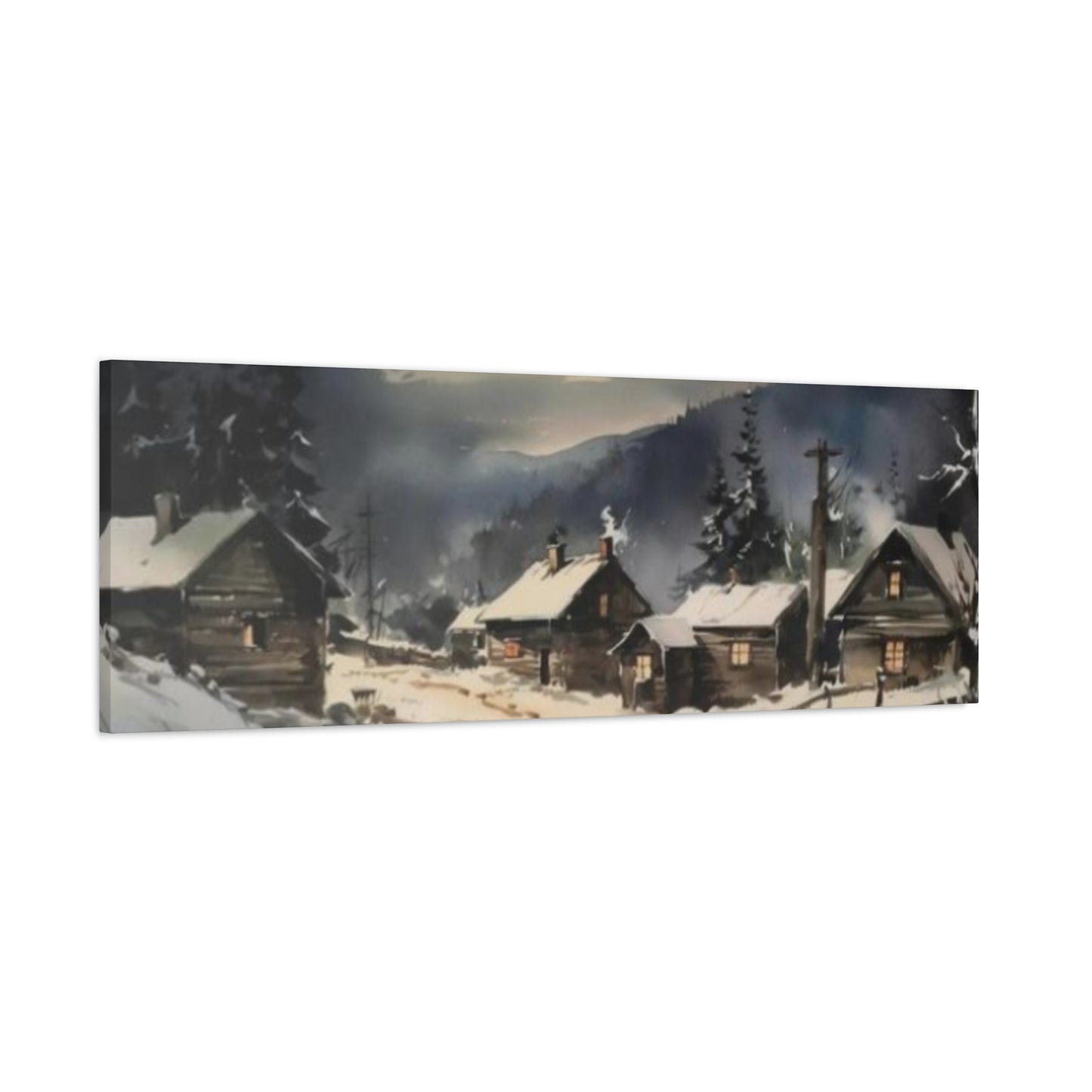 Hut In Snowy Mountain Panoramas Wall Art & Canvas Prints