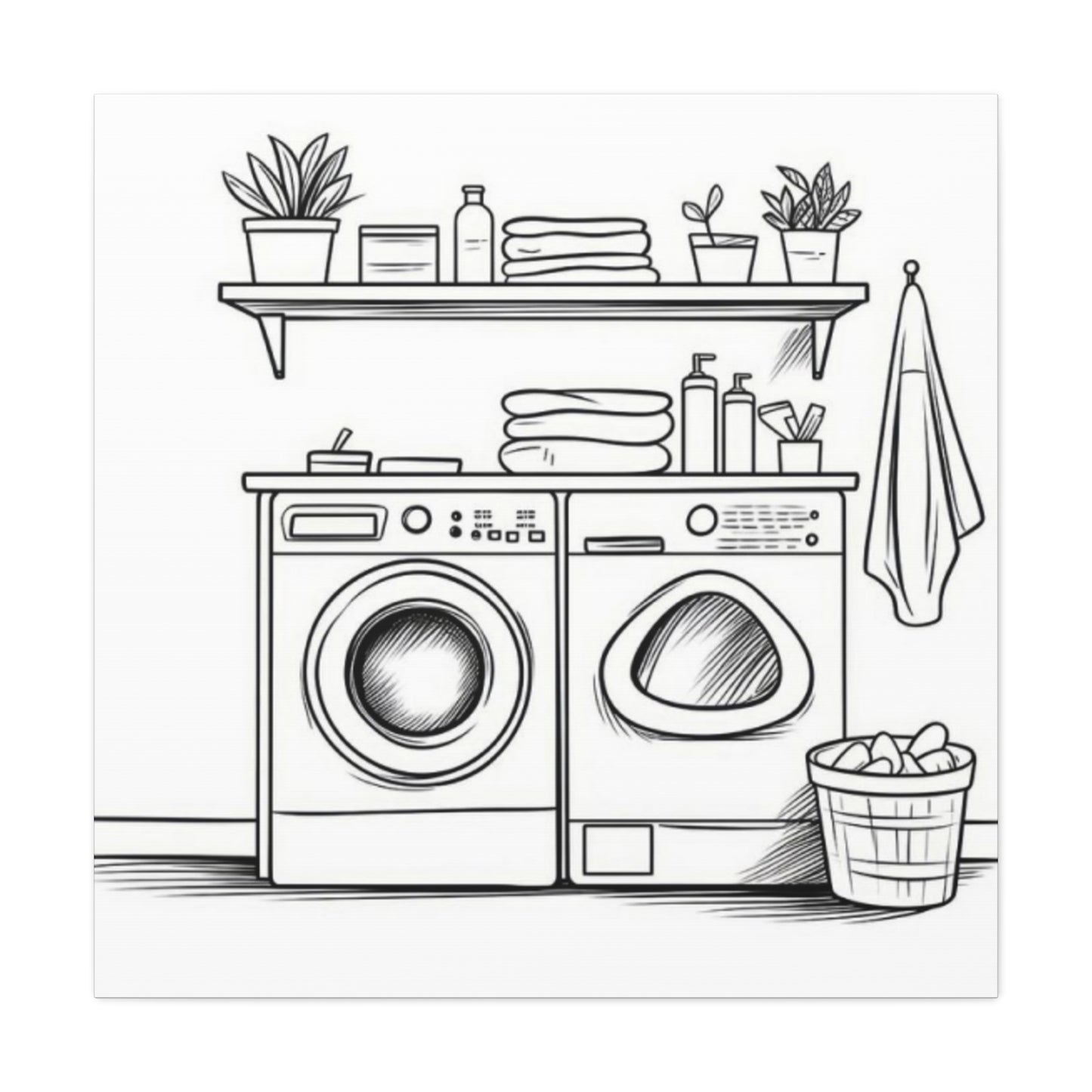 Washer Dryer Drawing Laundry Wall Art & Canvas Prints