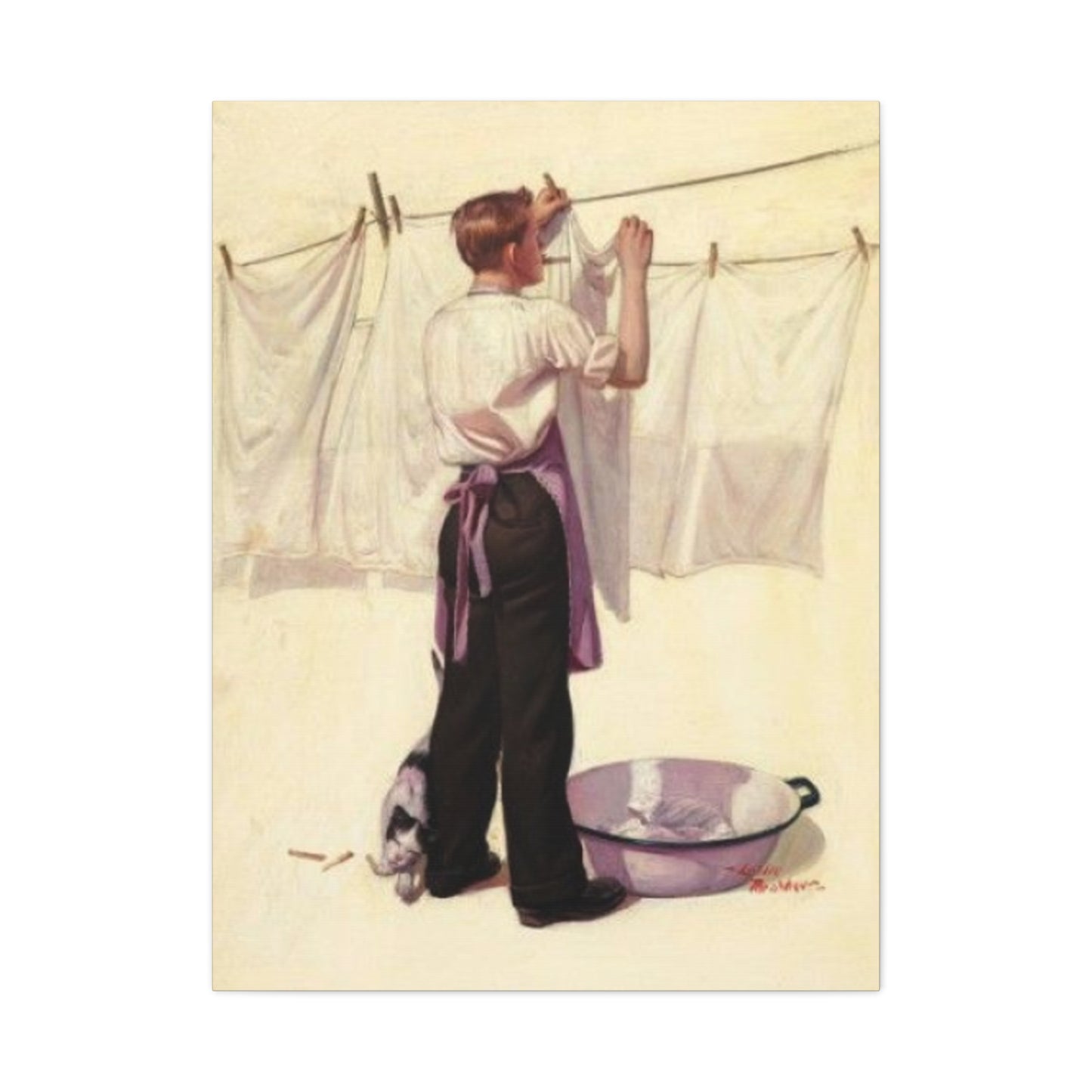 Men Clothes Drying On Rope Laundry Wall Art & Canvas Prints